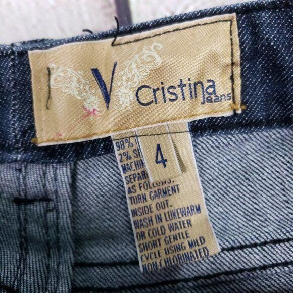 V CRISTINA Jeans Dark Blue Black Wash Mid Rise Boot Cut 4 - Picture 6 of 9